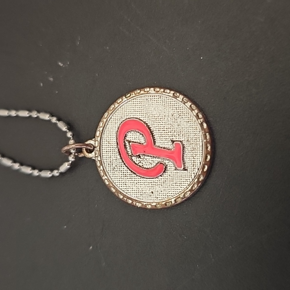 Silver and Pink P Pendant Necklace🎲